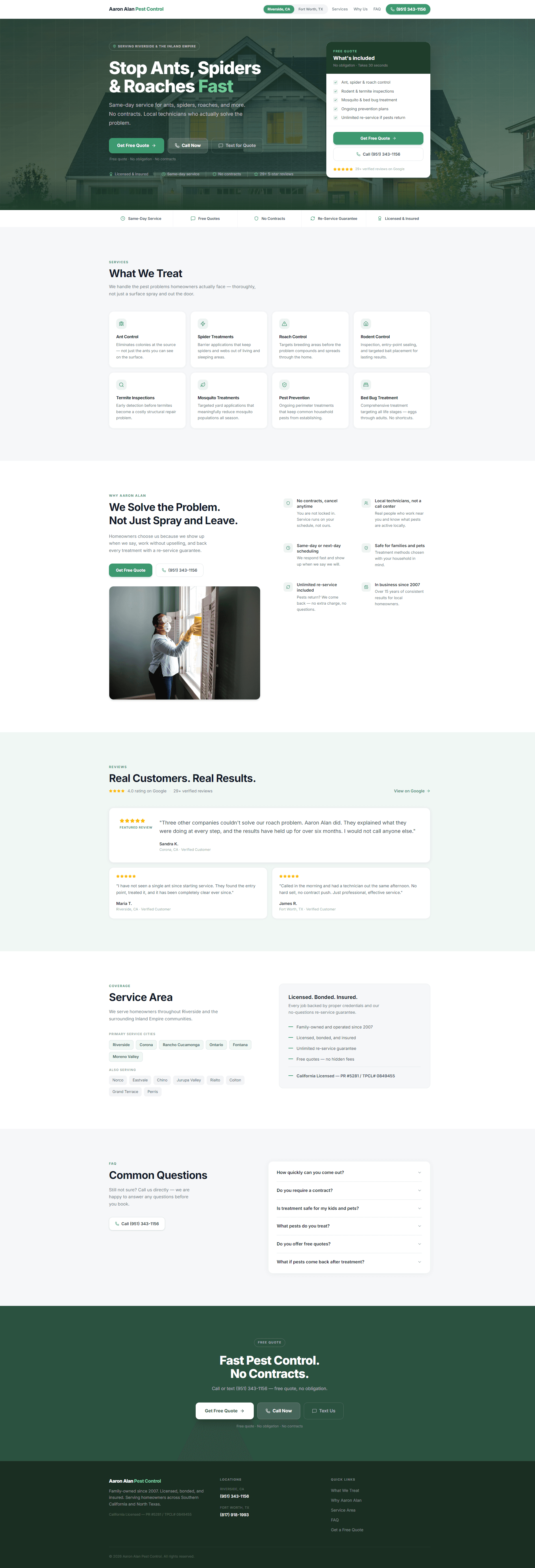 Aaron Alan Pest Control website preview