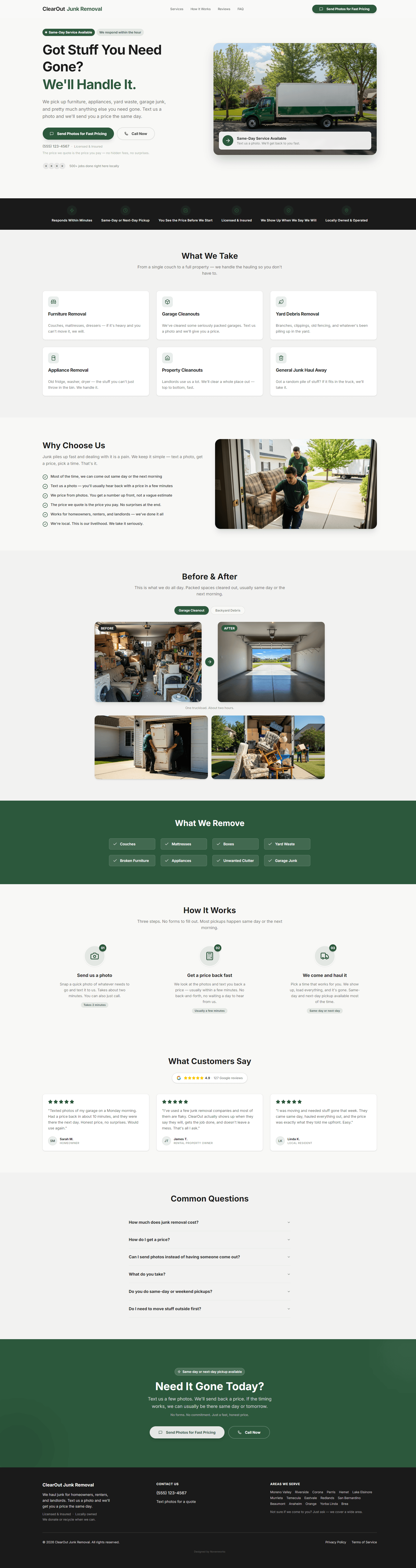 ClearOut Junk Removal website preview