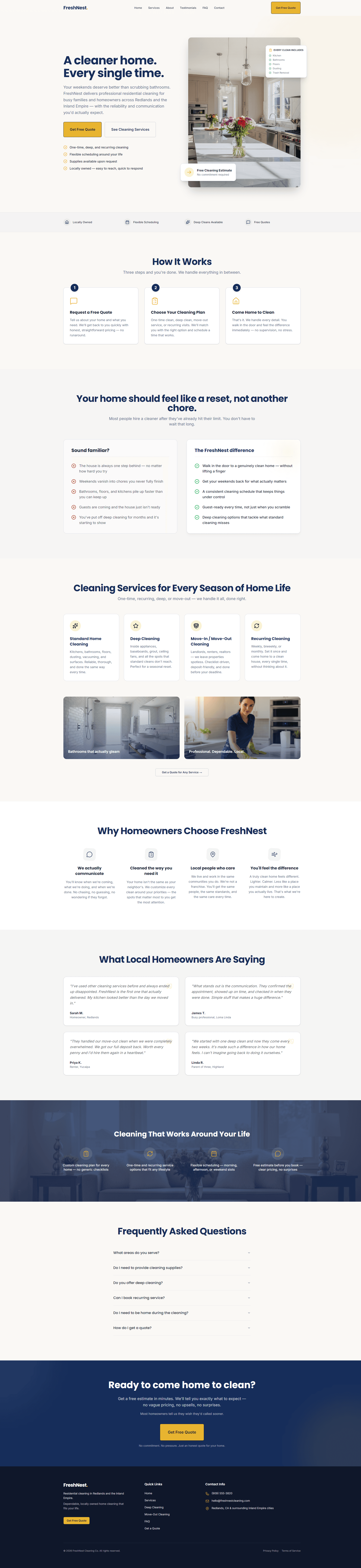 FreshNest Cleaning website preview