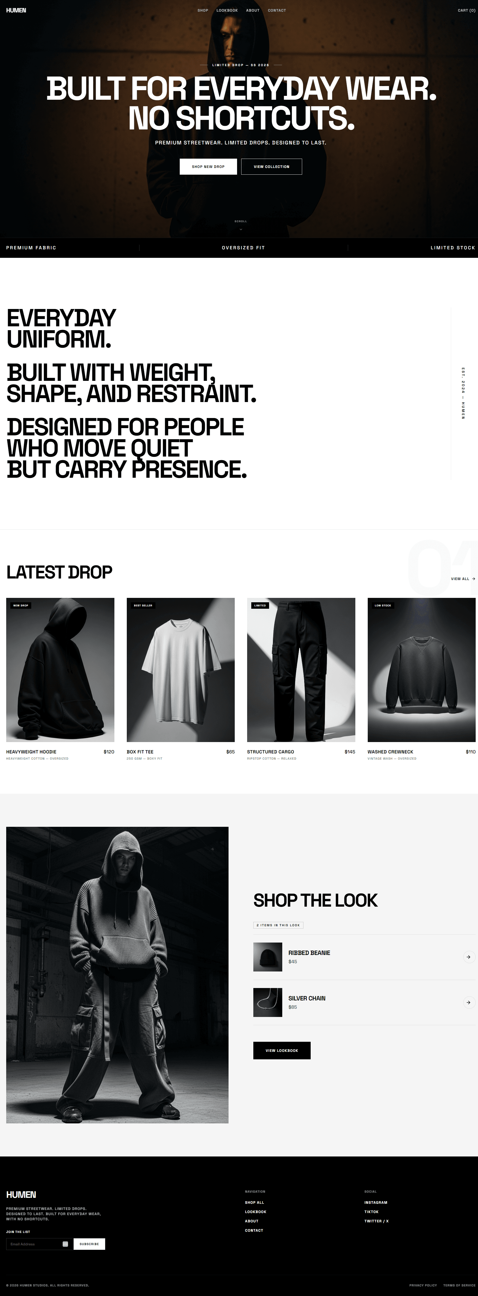 Humen Streetwear website preview