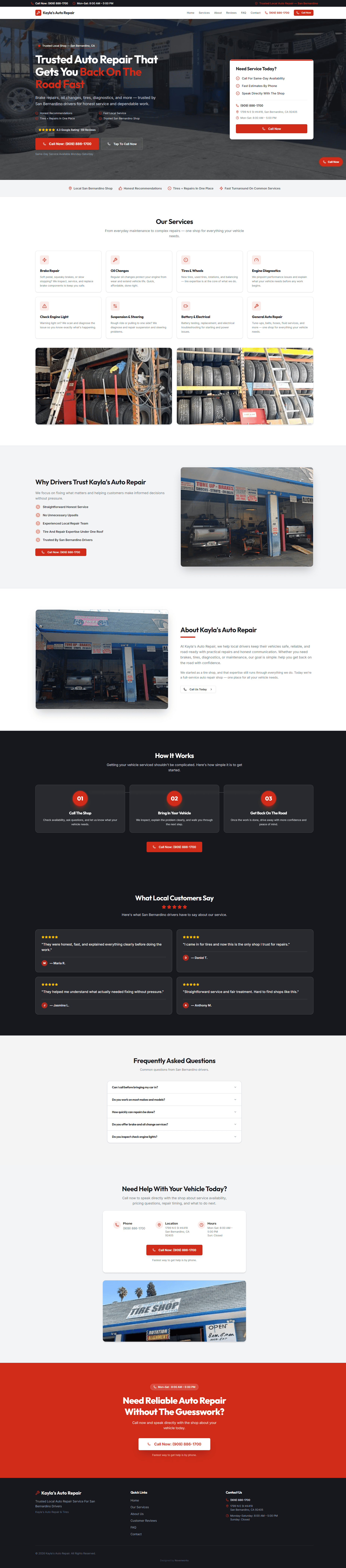 Kayla's Auto Repair website design