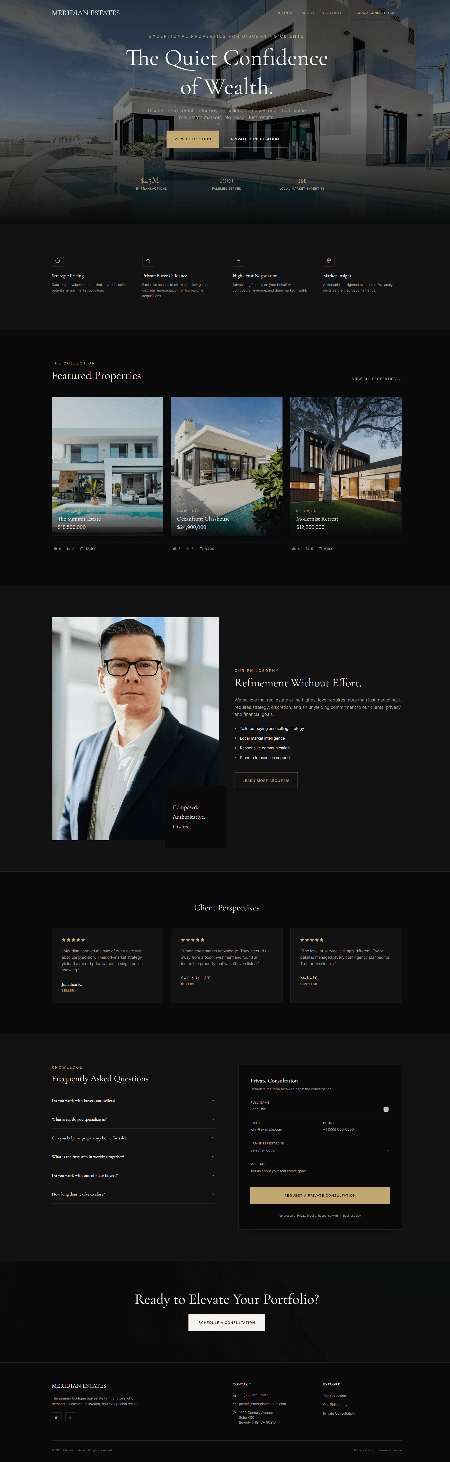 Meridian Estates website preview
