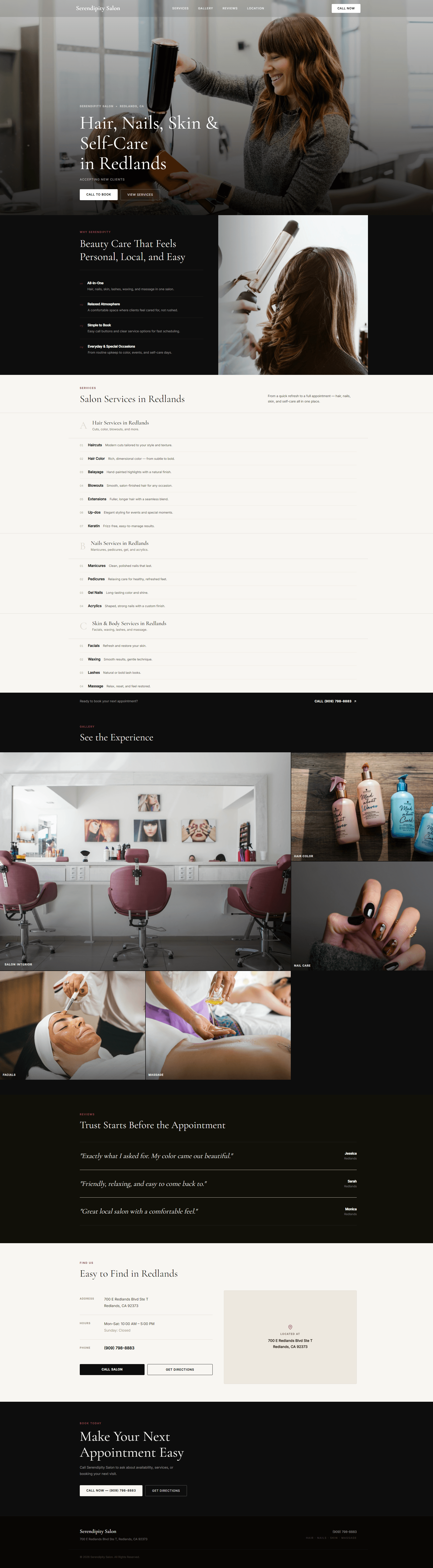 Serendipity Salon website preview