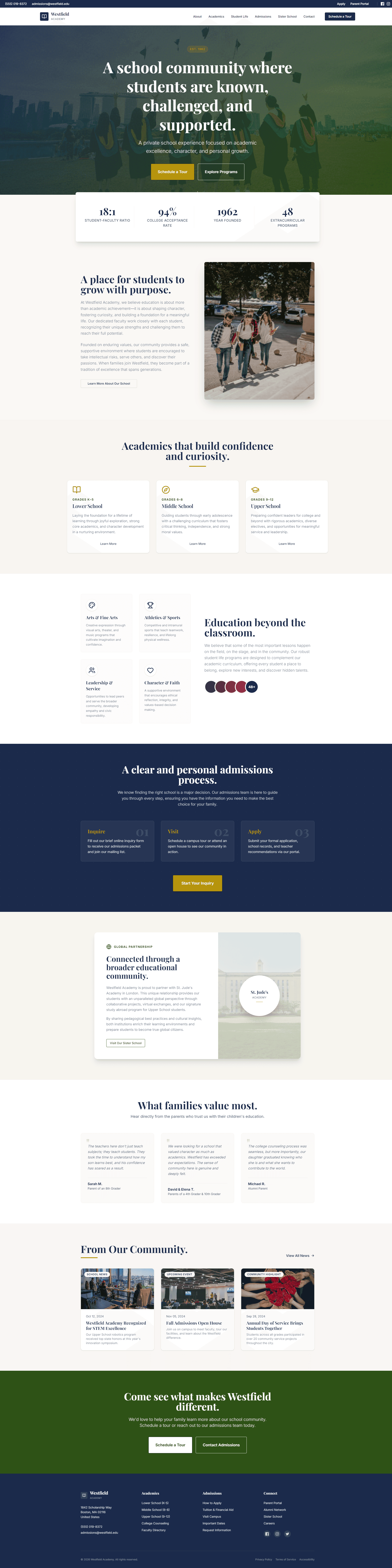 Westfield Academy website preview