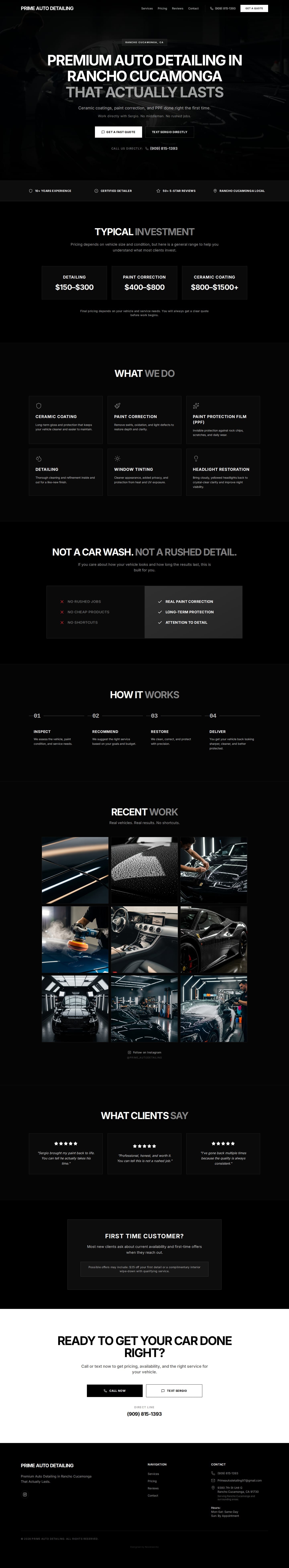 Prime Auto Detailing — full homepage